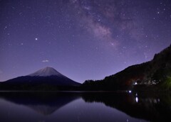 精進湖 with 天の川