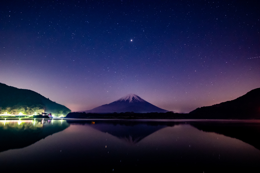 富士山と星景