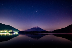 富士山と星景