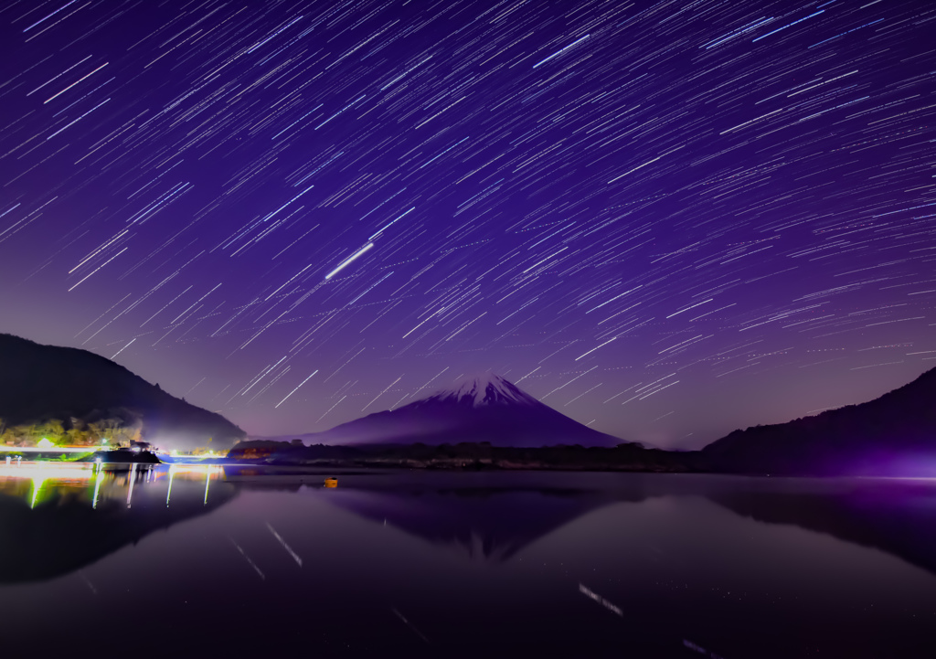 富士山と星景