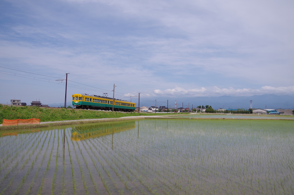 田園を走るかぼちゃ列車