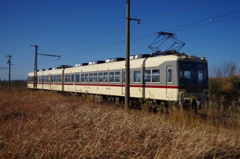 枯れすすきとダイコン列車