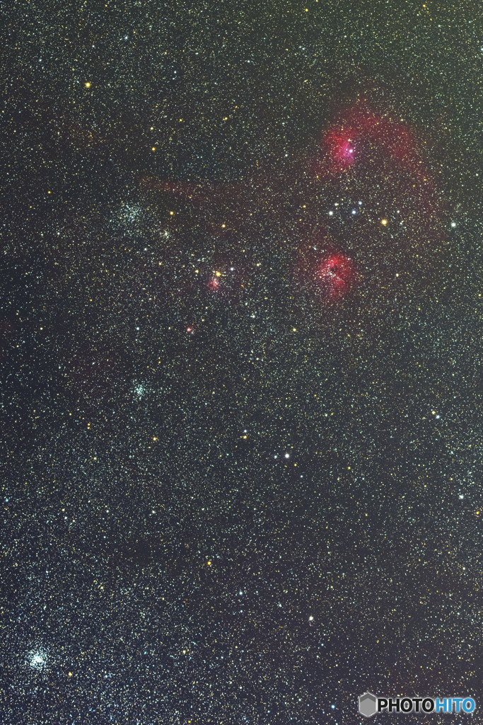 ぎょしゃ座の星団・星雲、M38、M36、M37、IC405、IC410