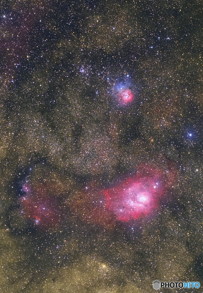 猫の手星雲　M8　M20　2022年（再々処理　拡大）
