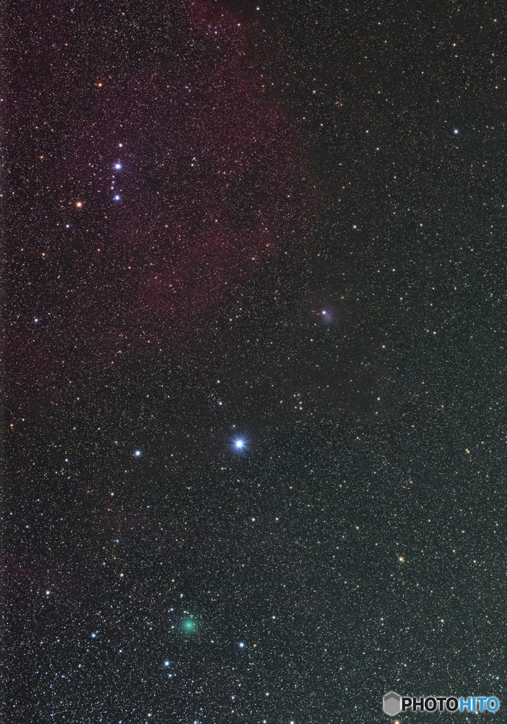 オリオン座　ベラトリクスとアトラス彗星（2020M3）