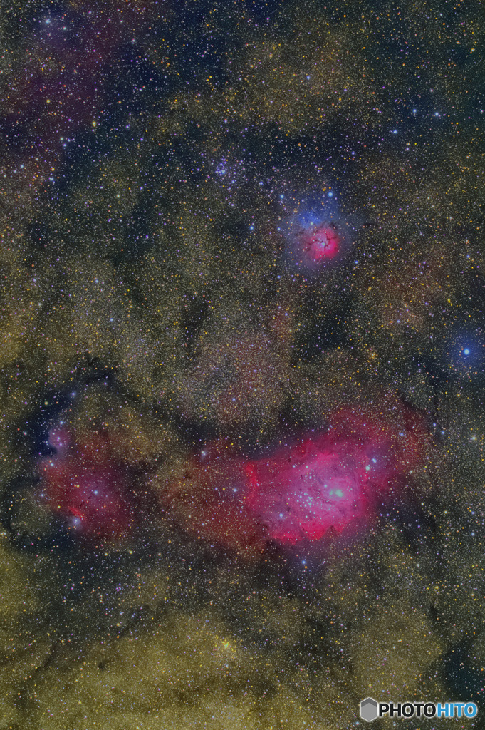 猫の手星雲　M8　M20　2022年（再処理 拡大）