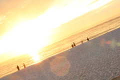 白良浜の夕焼け。