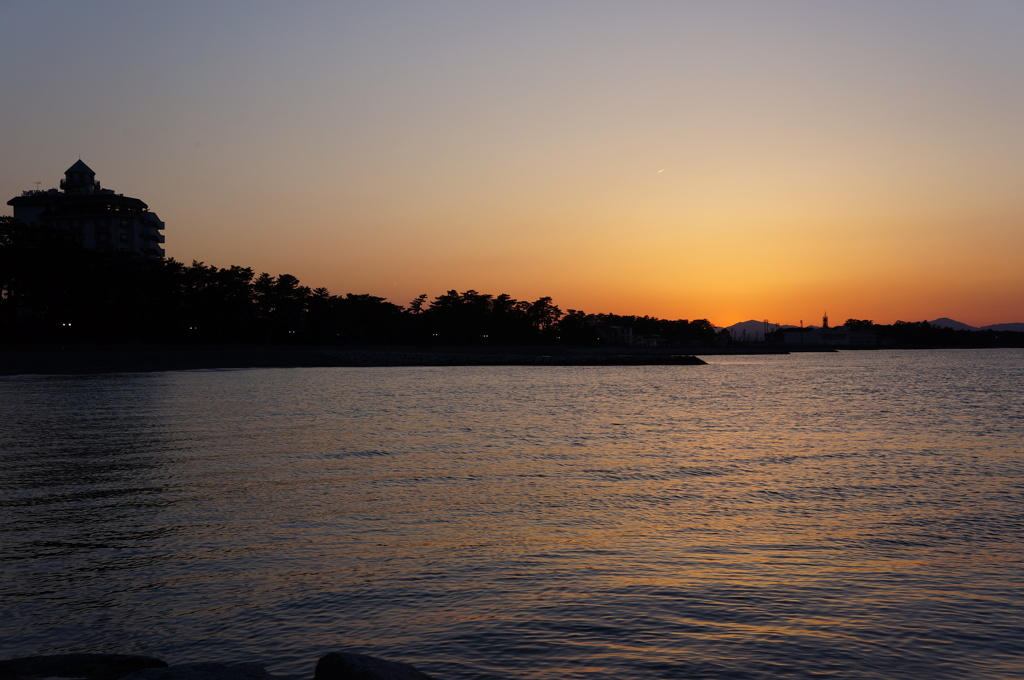 二見興玉神社での夕日