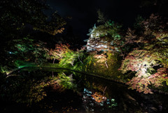 弘前城と紅葉リフレクション