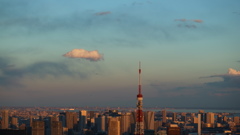 西日を受けて　輝く　東京の街