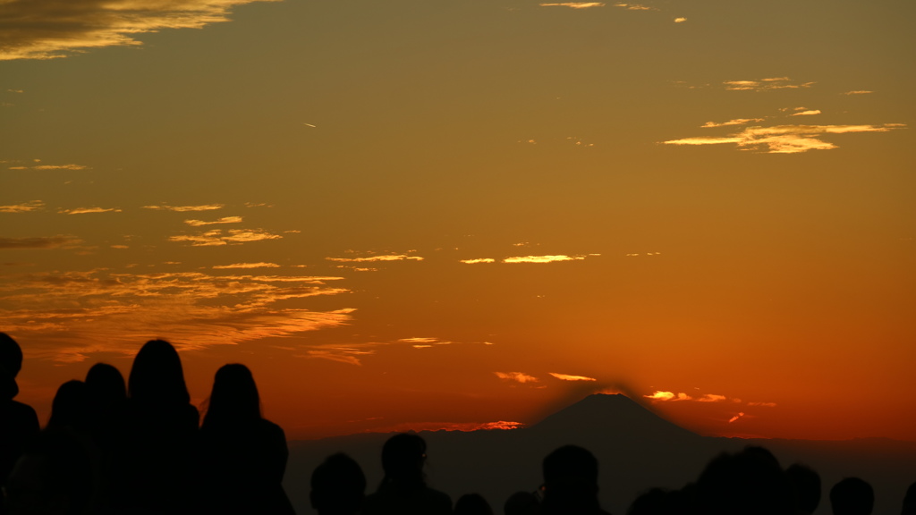 夕焼けと富士山