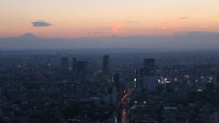 夕焼けと富士山