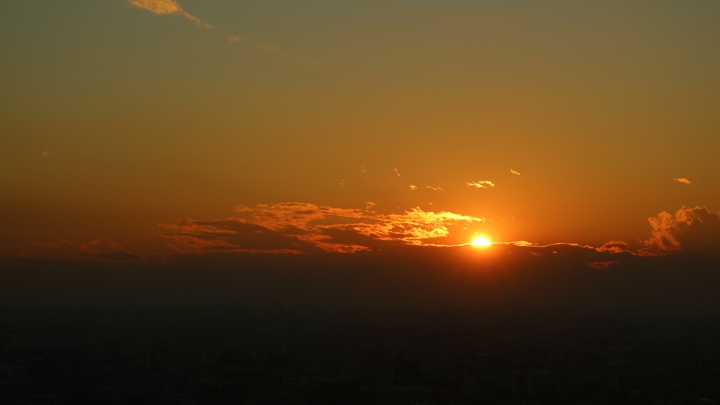 夕焼けと富士山