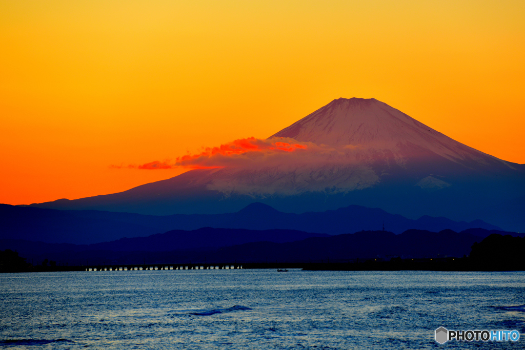 夕焼けの富士