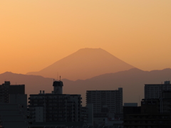夕焼け空の富士山