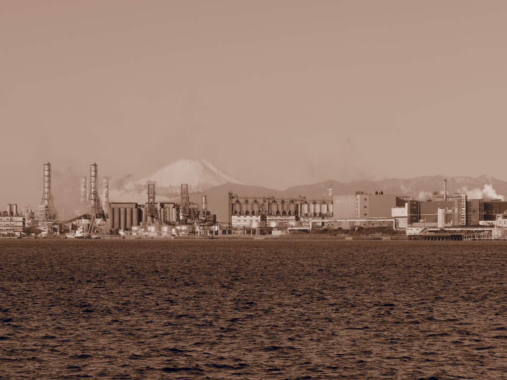 今朝の富士山（セピア）