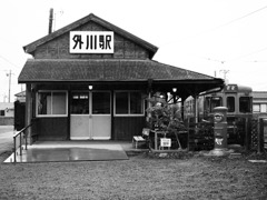 銚子電鉄外川駅モノクロ