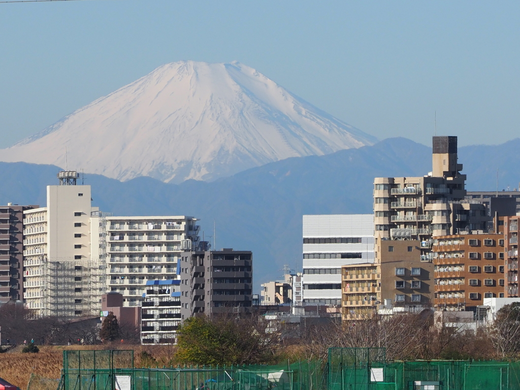 多摩川河川敷から見た富士山その２
