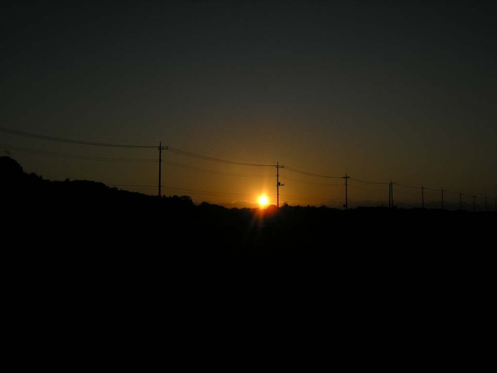 帰宅中の夕日