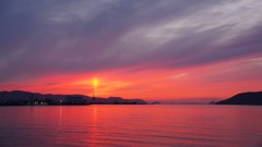 瀬戸内の夕暮れ～太陽柱？～