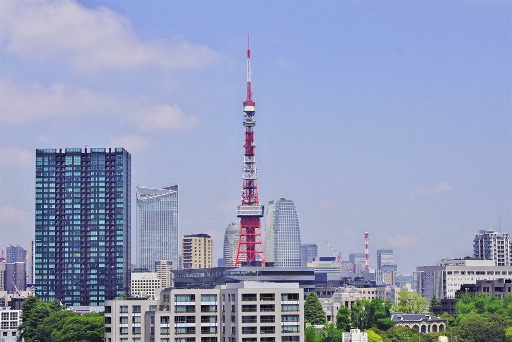 東京タワー麻布十番付近のビル屋上から