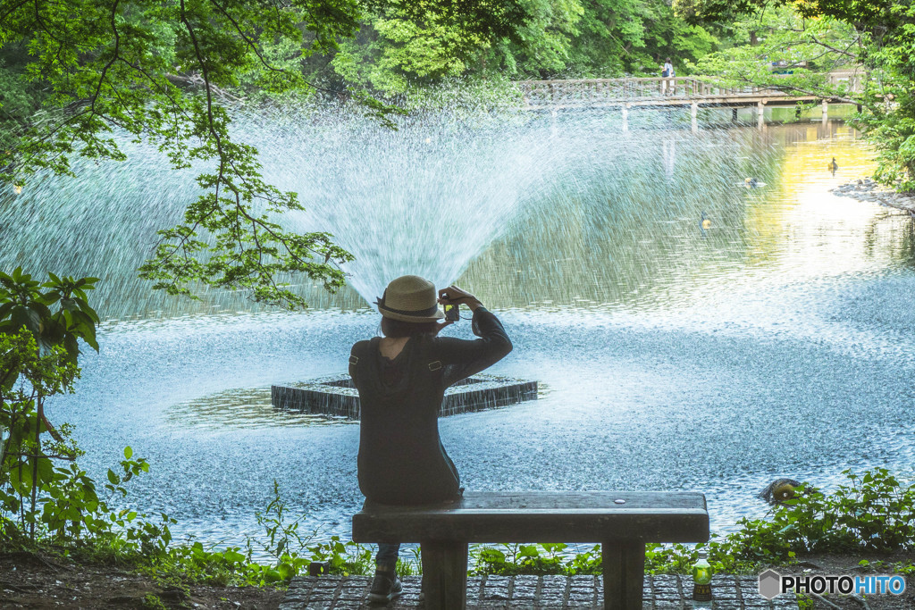 噴水のある風景