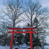 真っ赤な鳥居の田舎の神社