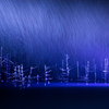 吹雪の青い池