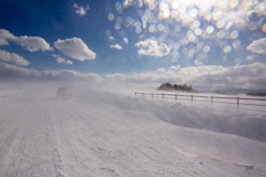 地吹雪のセブンスター駐車場