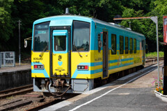 木次線終点、落合駅にて