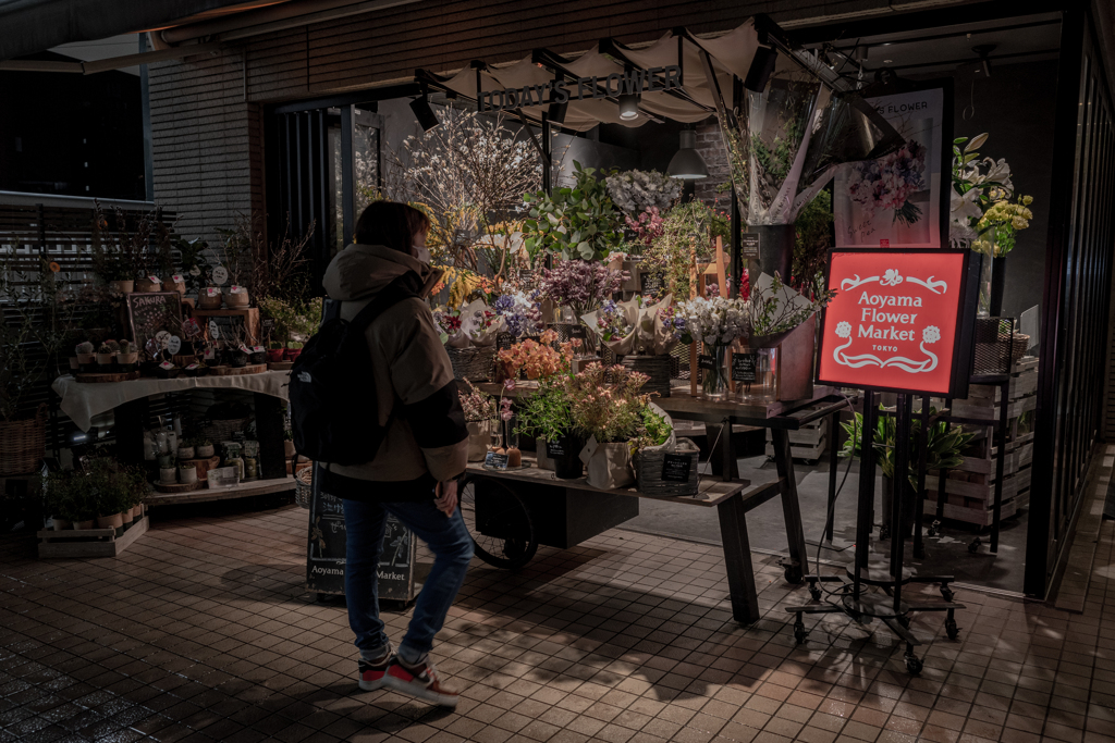 Flower shop at night