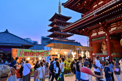 「ほおずき市の賑わい」