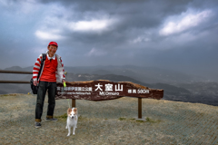 愛犬散歩（父子像）