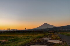 水溜まりの農道