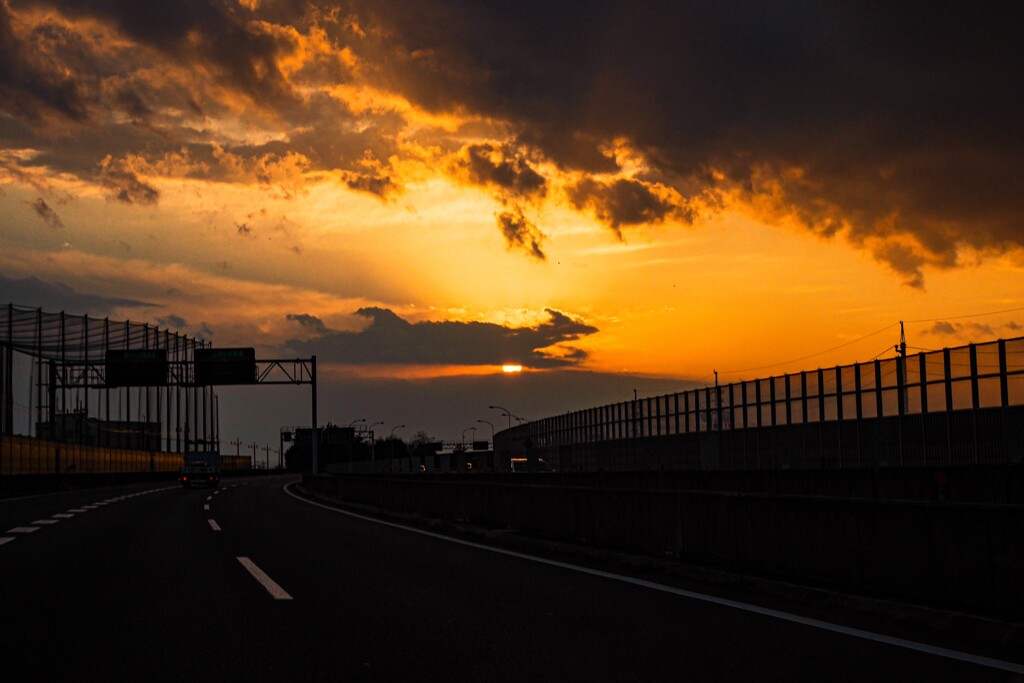 山陽道の夕焼け