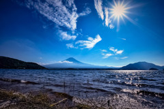 夏空の河口湖にて