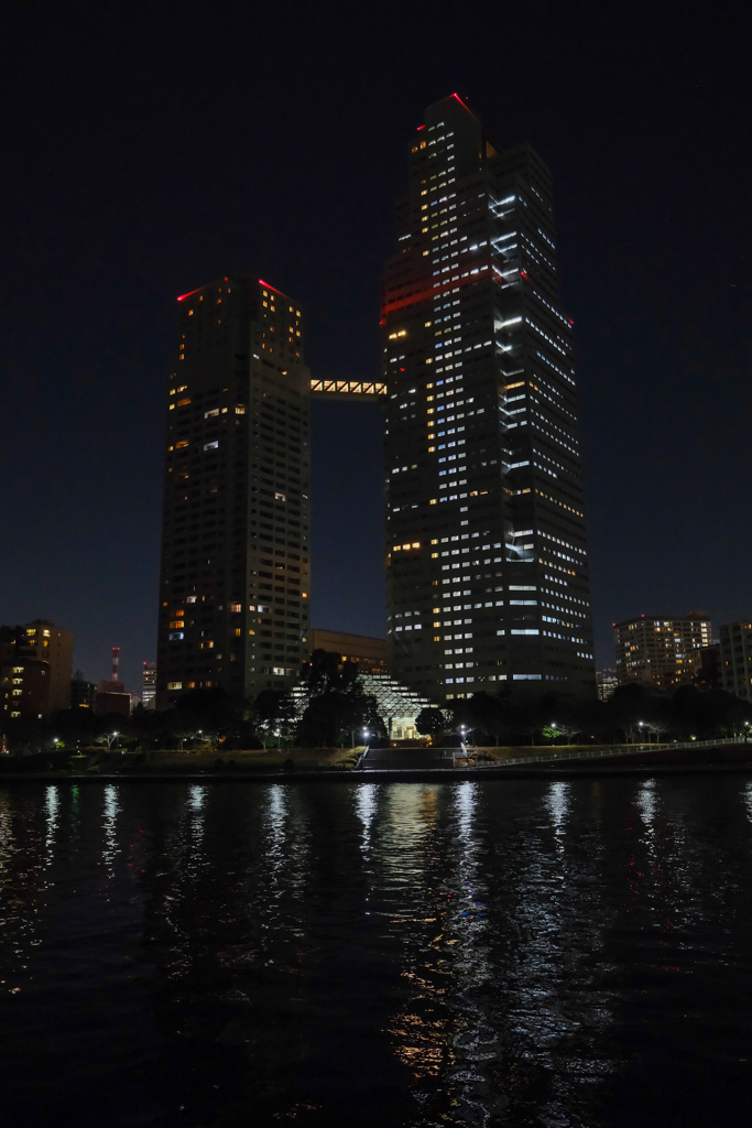 川辺の高層ビル