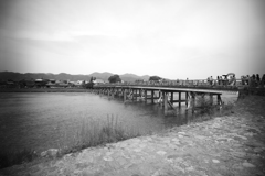 京都　嵐山 渡月橋全景