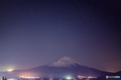 富士山と星