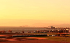 湖畔の夕景