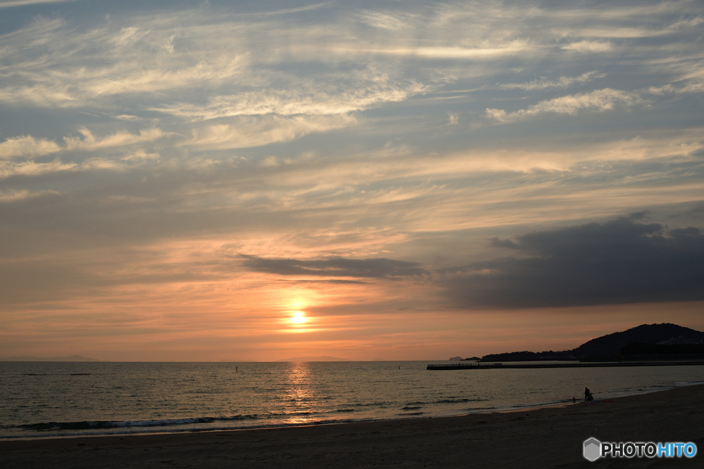 江口浜の夕陽