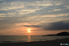 江口浜の夕陽