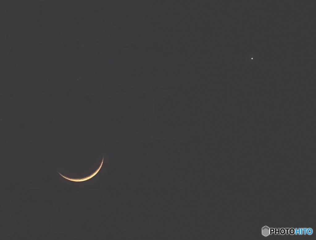 三日月と金星