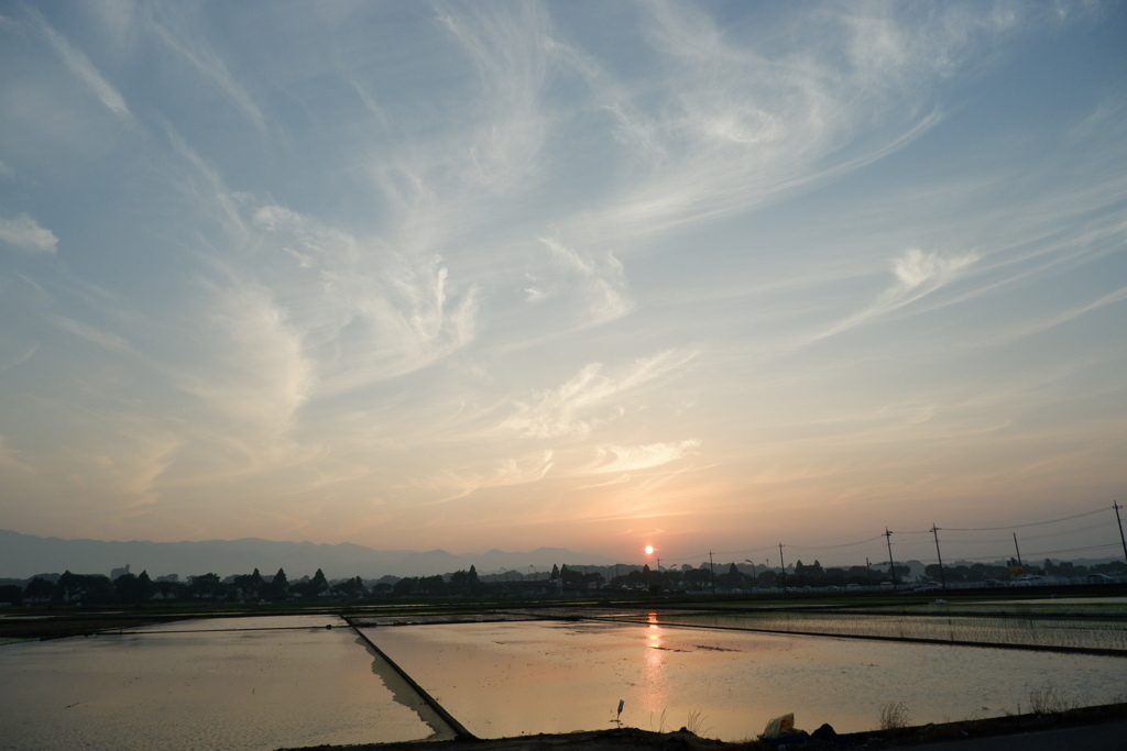 夕暮れの田園風景３