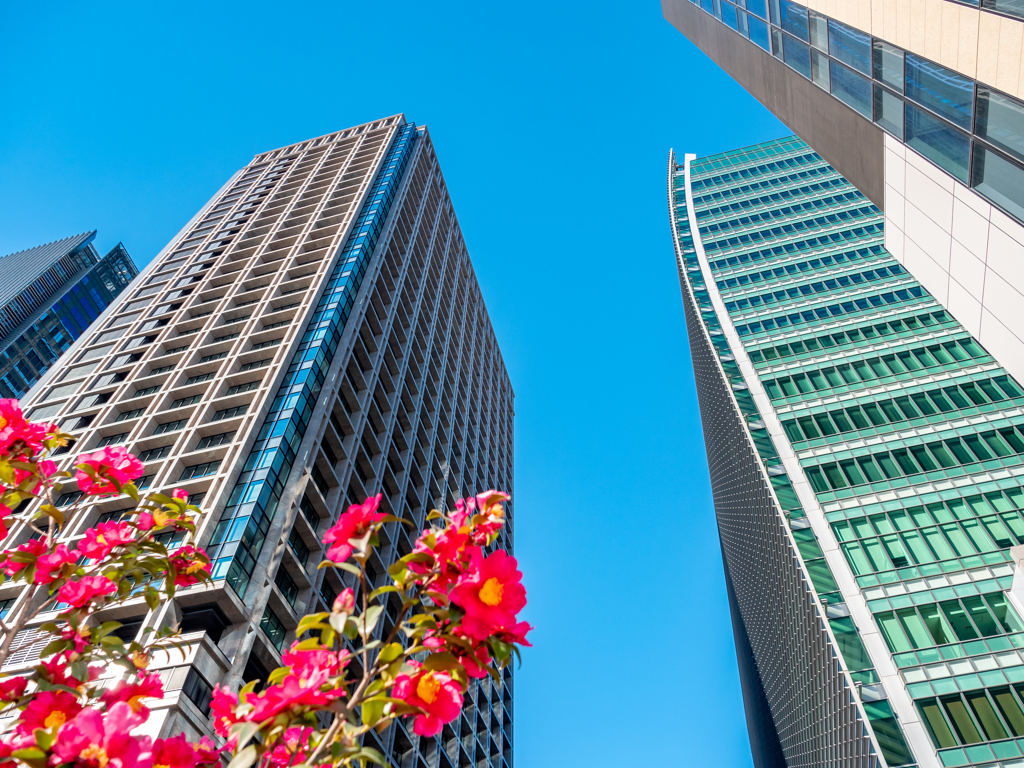 お正月の都心の空