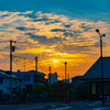 町の朝焼け