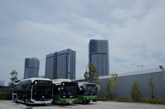 バスと高層マンション！