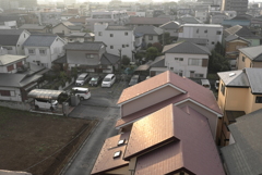 朝陽に照らされて…