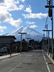 御師の道の向こうに富士