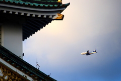 飛行機とお城